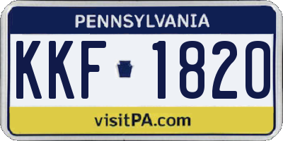 PA license plate KKF1820