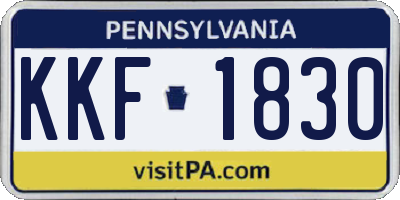 PA license plate KKF1830