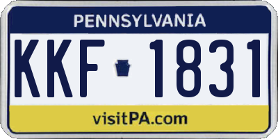 PA license plate KKF1831