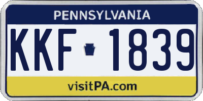 PA license plate KKF1839