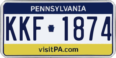 PA license plate KKF1874