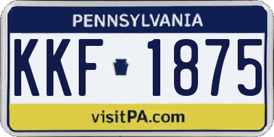 PA license plate KKF1875
