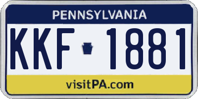 PA license plate KKF1881