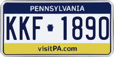 PA license plate KKF1890