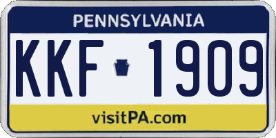 PA license plate KKF1909