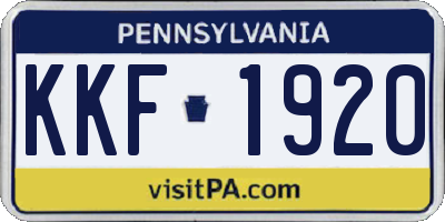 PA license plate KKF1920
