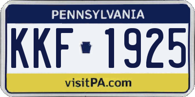 PA license plate KKF1925