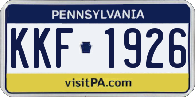 PA license plate KKF1926