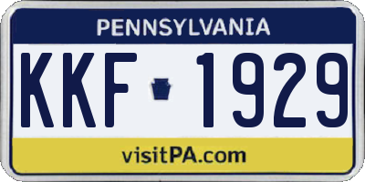PA license plate KKF1929