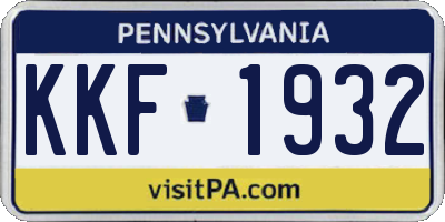 PA license plate KKF1932