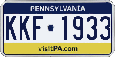 PA license plate KKF1933