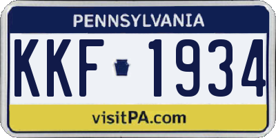 PA license plate KKF1934