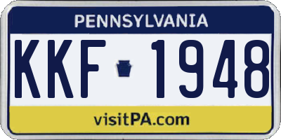 PA license plate KKF1948