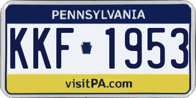 PA license plate KKF1953