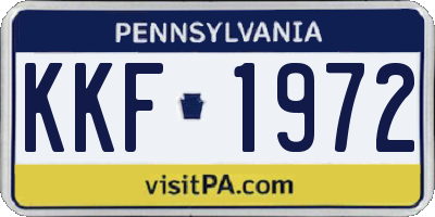 PA license plate KKF1972
