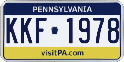 PA license plate KKF1978