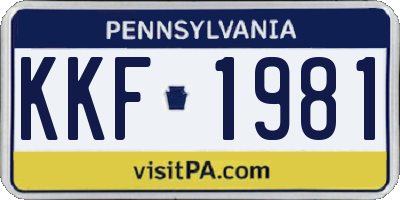 PA license plate KKF1981