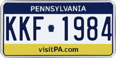PA license plate KKF1984