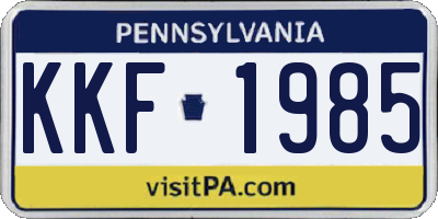 PA license plate KKF1985