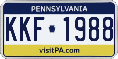 PA license plate KKF1988