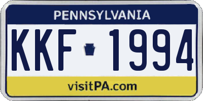 PA license plate KKF1994