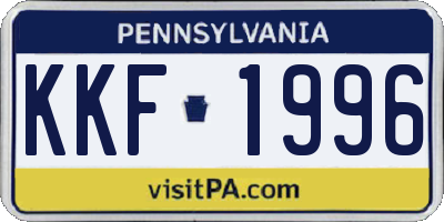 PA license plate KKF1996