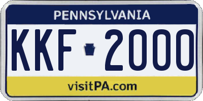 PA license plate KKF2000