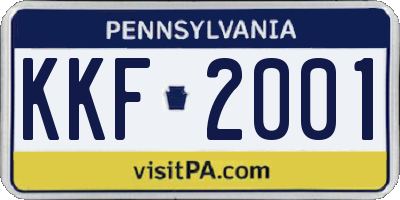 PA license plate KKF2001