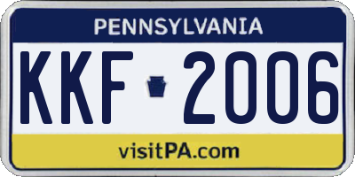 PA license plate KKF2006