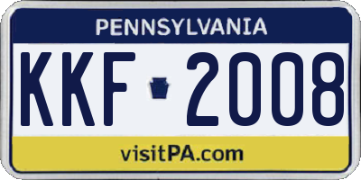PA license plate KKF2008
