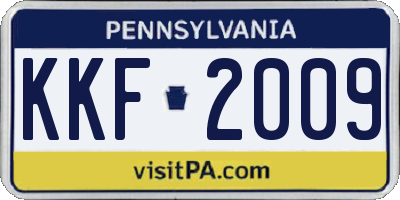 PA license plate KKF2009
