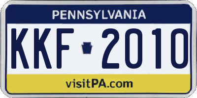 PA license plate KKF2010