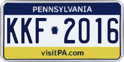 PA license plate KKF2016