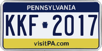 PA license plate KKF2017
