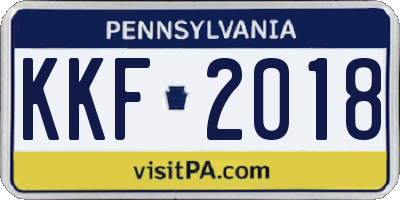 PA license plate KKF2018