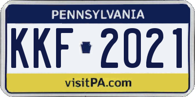 PA license plate KKF2021