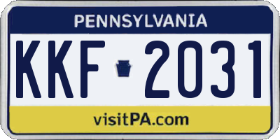 PA license plate KKF2031