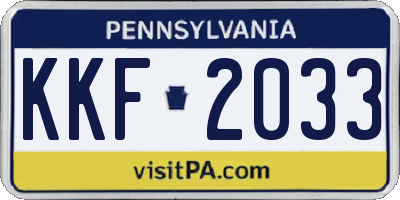 PA license plate KKF2033