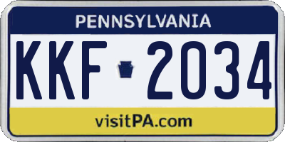 PA license plate KKF2034