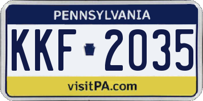 PA license plate KKF2035
