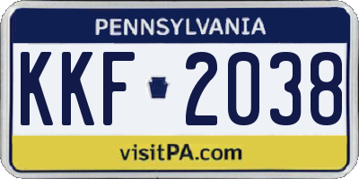 PA license plate KKF2038