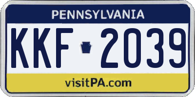 PA license plate KKF2039
