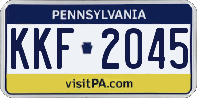 PA license plate KKF2045