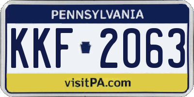 PA license plate KKF2063