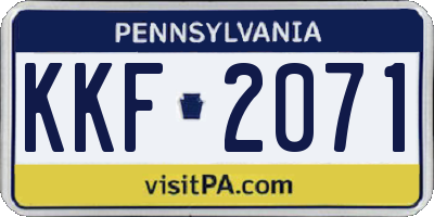 PA license plate KKF2071