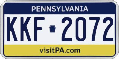 PA license plate KKF2072