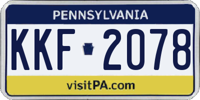 PA license plate KKF2078