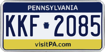 PA license plate KKF2085