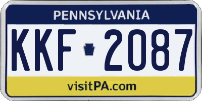 PA license plate KKF2087