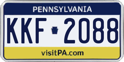 PA license plate KKF2088